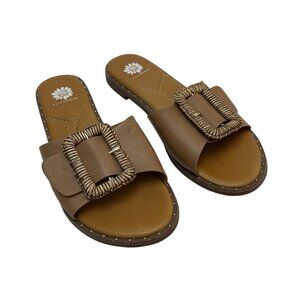 Yellow Box Wilomena Shoes Womens Size‎ 8.5 Brown Slide Sandals Buckle Slip On